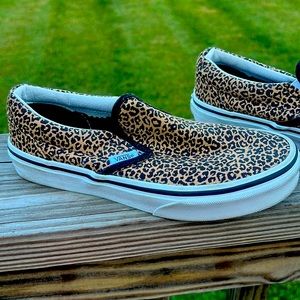 Worn Cheetah Print Vans size 3.5Y